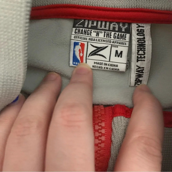 Philadelphia 76ers Zip-Up Jacket Zipway Unisex Medium Gray Red NBA Basketball - Picture 3 of 4